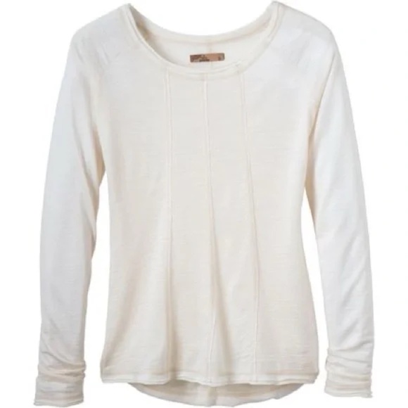 PRANA Wool Women's Gusseted Long Sleeve Cream Top - Picture 4 of 4